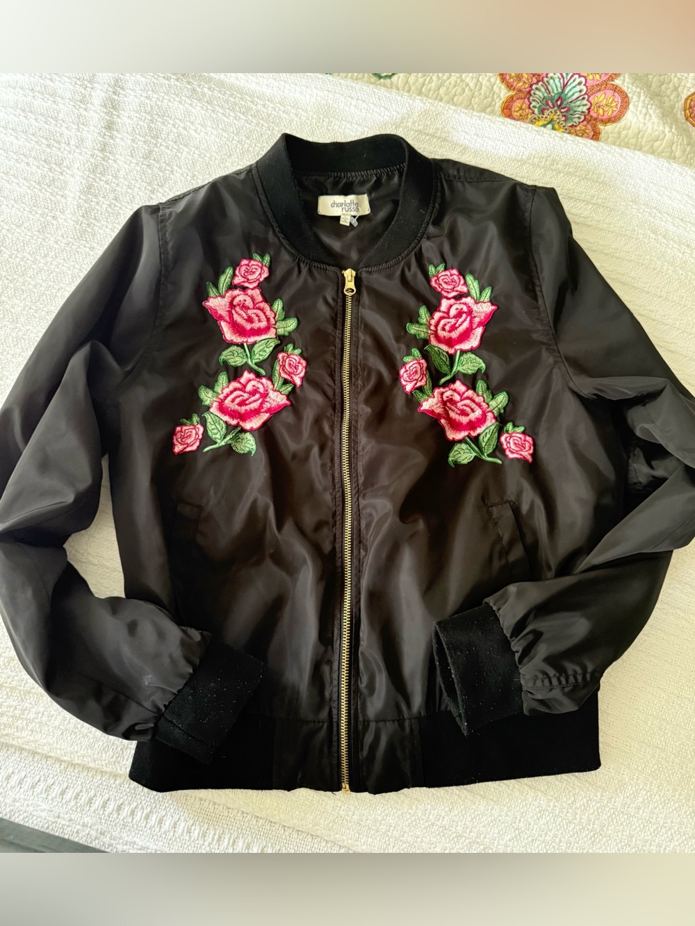 Charlotte Russe Embroidered Bomber